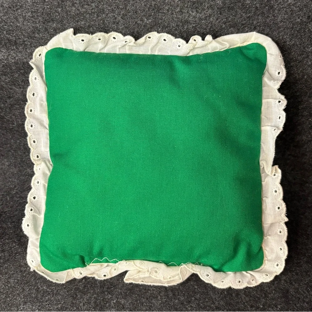 Small Holiday Snowman Pillow with Red, Blue and Green Accents